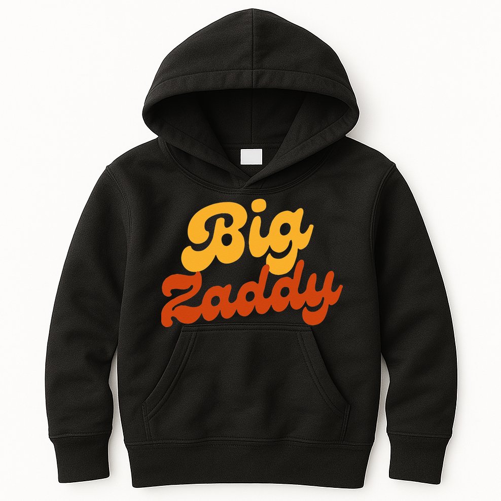 Big Zaddy Fathers Day Gift Present Retro style Kids Hoodie