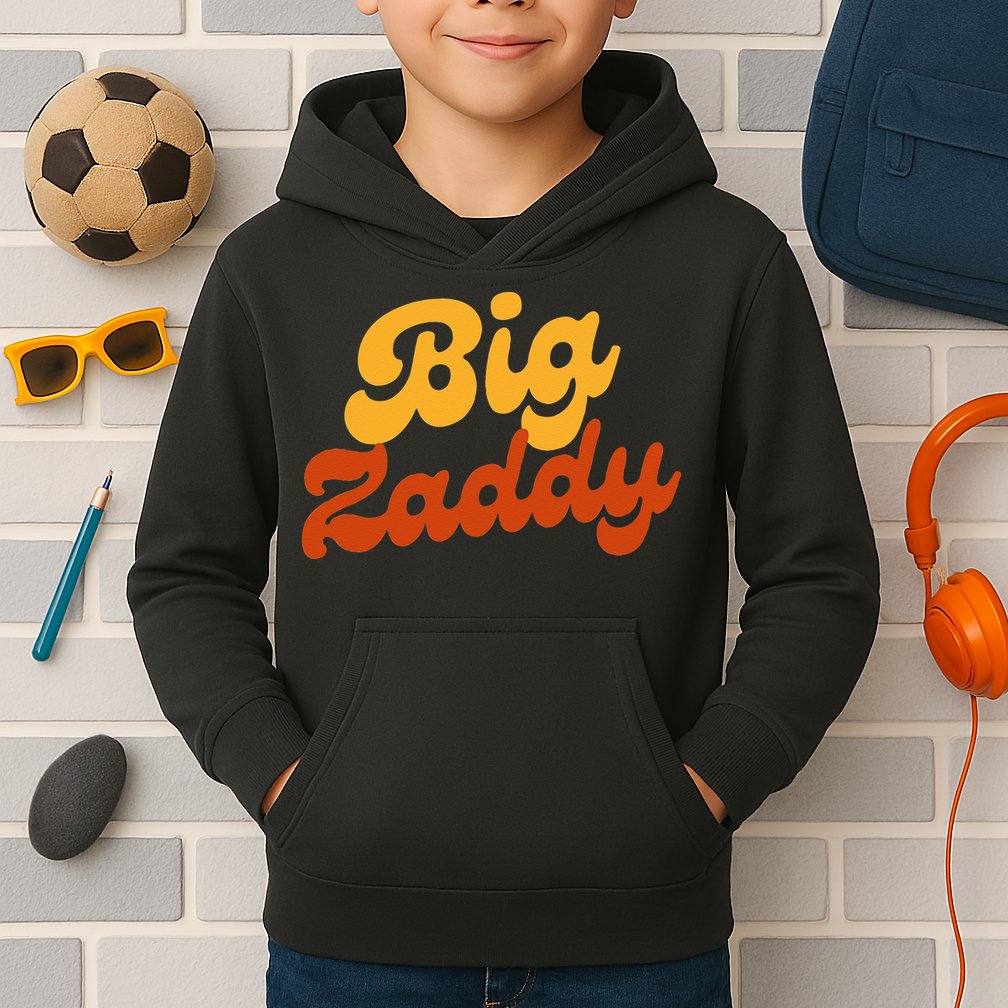 Big Zaddy Fathers Day Gift Present Retro style Kids Hoodie