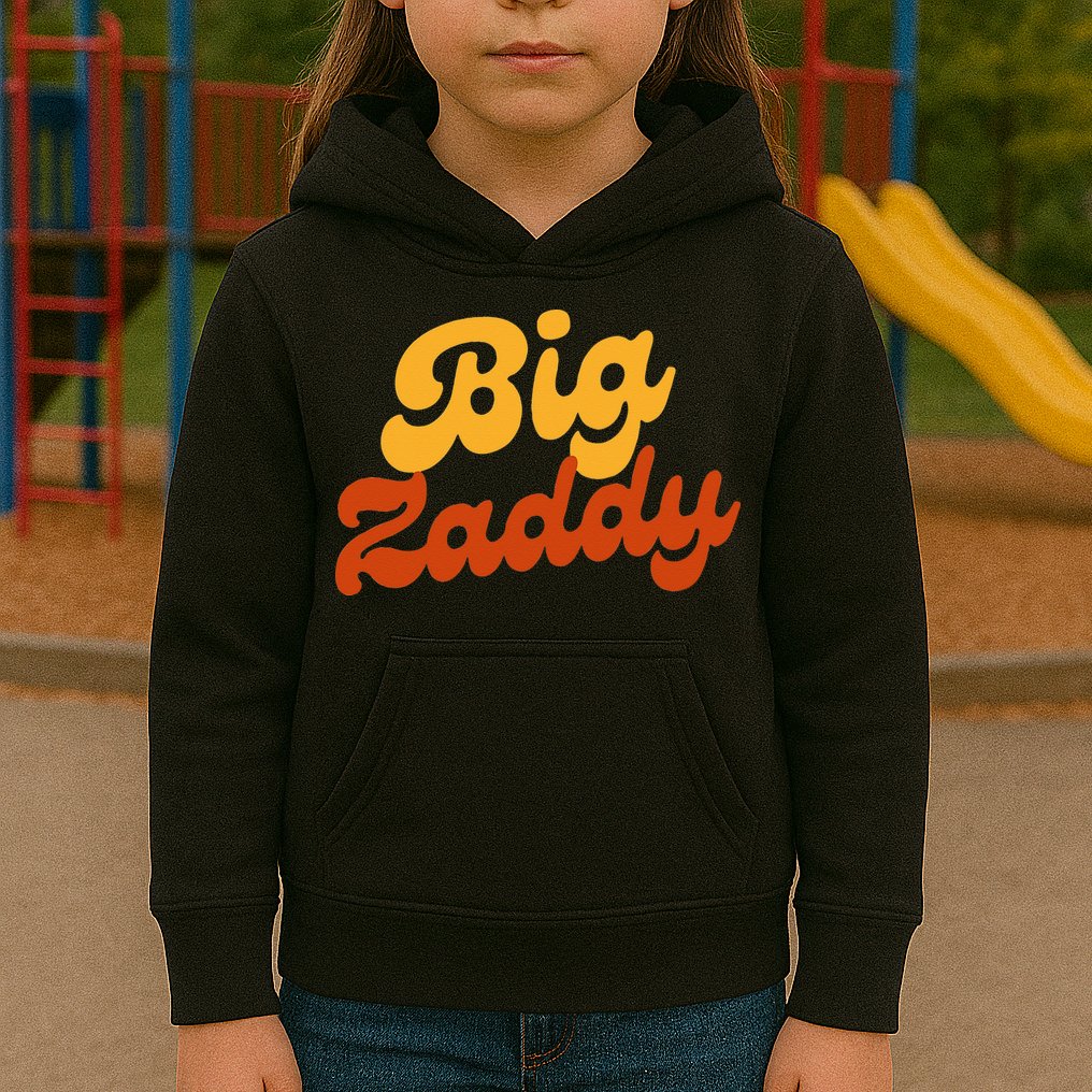 Big Zaddy Fathers Day Gift Present Retro style Kids Hoodie