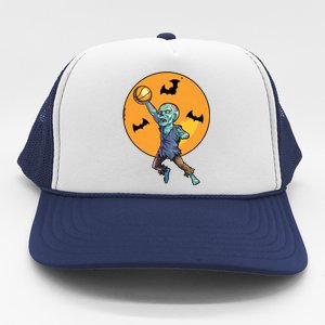 Basketball Zombie Halloween Boy Basketball Halloween Trucker Hat