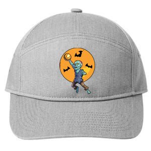 Basketball Zombie Halloween Boy Basketball Halloween 7-Panel Snapback Hat