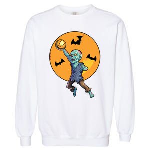 Basketball Zombie Halloween Boy Basketball Halloween Garment-Dyed Sweatshirt