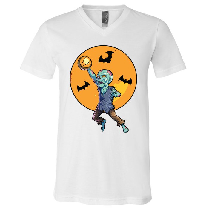 Basketball Zombie Halloween Boy Basketball Halloween V-Neck T-Shirt