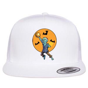 Basketball Zombie Halloween Boy Basketball Halloween Flat Bill Trucker Hat