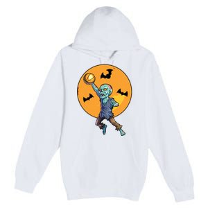 Basketball Zombie Halloween Boy Basketball Halloween Premium Pullover Hoodie