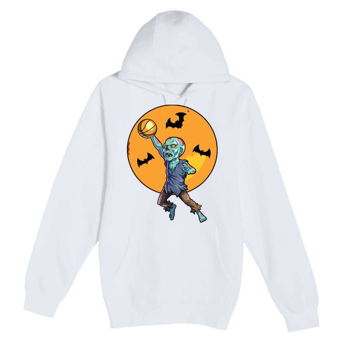 Basketball Zombie Halloween Boy Basketball Halloween Premium Pullover Hoodie