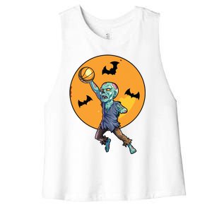 Basketball Zombie Halloween Boy Basketball Halloween Women's Racerback Cropped Tank