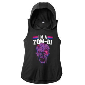 Bisexual Zombie Lazy Halloween Costume Funny Bi Pride LGBTQ Ladies PosiCharge Tri-Blend Wicking Draft Hoodie Tank