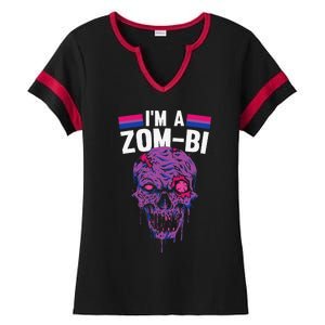 Bisexual Zombie Lazy Halloween Costume Funny Bi Pride LGBTQ Ladies Halftime Notch Neck Tee