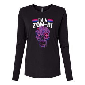 Bisexual Zombie Lazy Halloween Costume Funny Bi Pride LGBTQ Womens Cotton Relaxed Long Sleeve T-Shirt