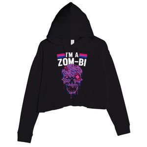 Bisexual Zombie Lazy Halloween Costume Funny Bi Pride LGBTQ Crop Fleece Hoodie