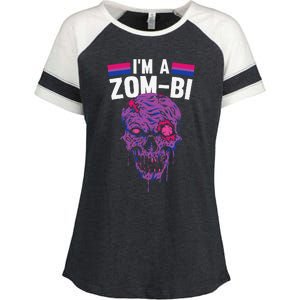 Bisexual Zombie Lazy Halloween Costume Funny Bi Pride LGBTQ Enza Ladies Jersey Colorblock Tee