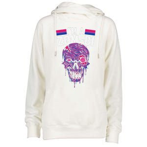 Bisexual Zombie Lazy Halloween Costume Funny Bi Pride LGBTQ Womens Funnel Neck Pullover Hood