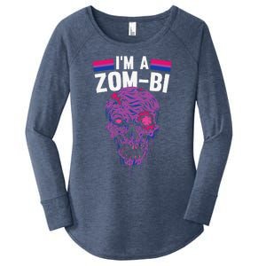 Bisexual Zombie Lazy Halloween Costume Funny Bi Pride LGBTQ Women's Perfect Tri Tunic Long Sleeve Shirt