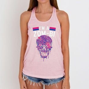 Bisexual Zombie Lazy Halloween Costume Funny Bi Pride LGBTQ Women's Knotted Racerback Tank