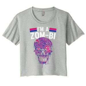 Bisexual Zombie Lazy Halloween Costume Funny Bi Pride LGBTQ Women's Crop Top Tee