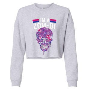 Bisexual Zombie Lazy Halloween Costume Funny Bi Pride LGBTQ Cropped Pullover Crew