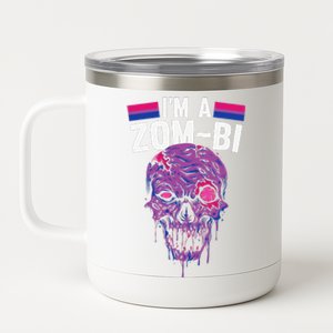 Bisexual Zombie Lazy Halloween Costume Funny Bi Pride LGBTQ 12 oz Stainless Steel Tumbler Cup