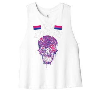 Bisexual Zombie Lazy Halloween Costume Funny Bi Pride LGBTQ Women's Racerback Cropped Tank