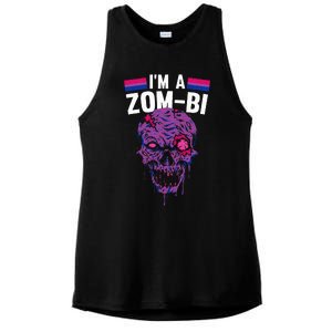 Bisexual Zombie Lazy Halloween Costume Funny Bi Pride LGBT Q Ladies PosiCharge Tri-Blend Wicking Tank