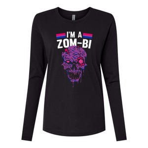 Bisexual Zombie Lazy Halloween Costume Funny Bi Pride LGBT Q Womens Cotton Relaxed Long Sleeve T-Shirt