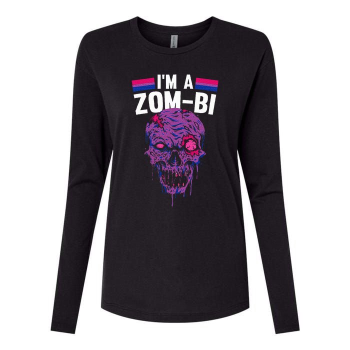 Bisexual Zombie Lazy Halloween Costume Funny Bi Pride LGBT Q Womens Cotton Relaxed Long Sleeve T-Shirt