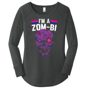 Bisexual Zombie Lazy Halloween Costume Funny Bi Pride LGBT Q Women's Perfect Tri Tunic Long Sleeve Shirt