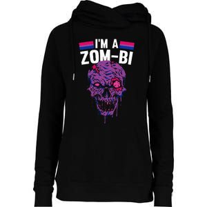 Bisexual Zombie Lazy Halloween Costume Funny Bi Pride LGBT Q Womens Funnel Neck Pullover Hood