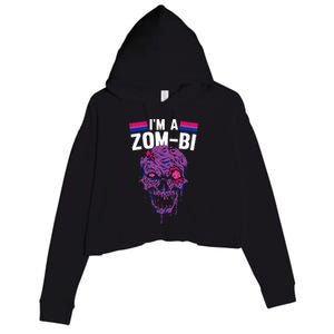 Bisexual Zombie Lazy Halloween Costume Funny Bi Pride LGBT Q Crop Fleece Hoodie