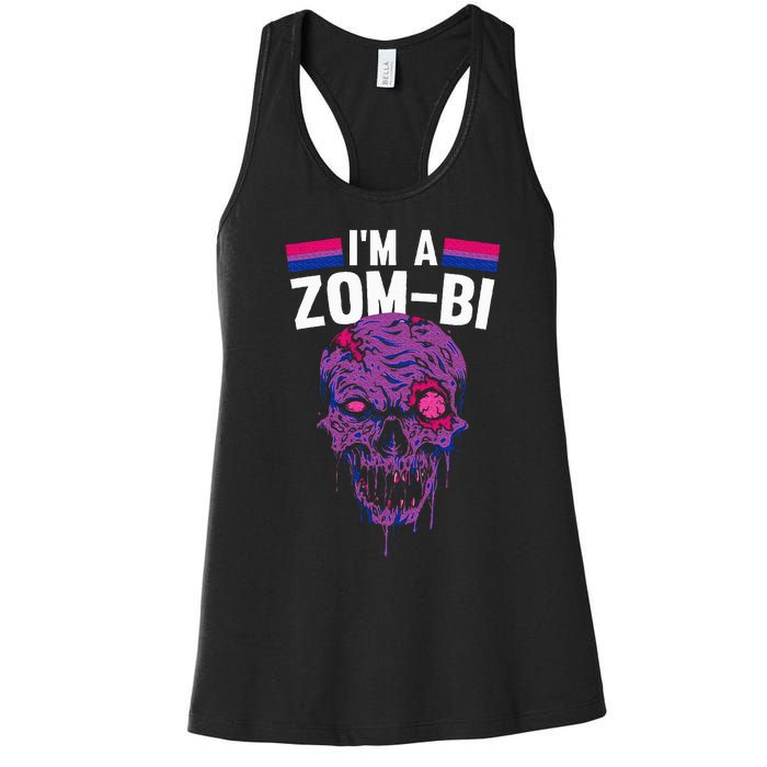 Bisexual Zombie Lazy Halloween Costume Funny Bi Pride LGBT Q Women's Racerback Tank