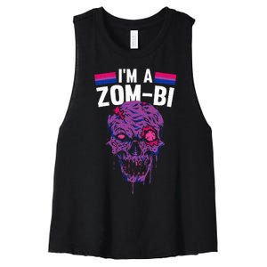 Bisexual Zombie Lazy Halloween Costume Funny Bi Pride LGBT Q Women's Racerback Cropped Tank