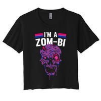 Bisexual Zombie Lazy Halloween Costume Funny Bi Pride LGBT Q Women's Crop Top Tee