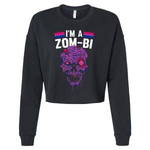 Bisexual Zombie Lazy Halloween Costume Funny Bi Pride LGBT Q Cropped Pullover Crew