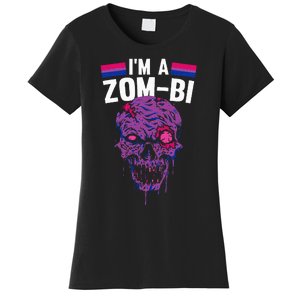 Bisexual Zombie Lazy Halloween Costume Funny Bi Pride LGBT Q Women's T-Shirt