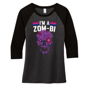 Bisexual Zombie Lazy Halloween Costume Funny Bi Pride LGBT Q Women's Tri-Blend 3/4-Sleeve Raglan Shirt