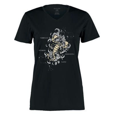 Backprint Zodiac Sign Scorpio Women's Momentum V-Neck T-Shirt