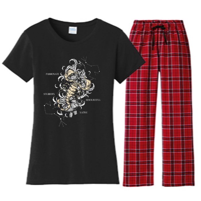 Backprint Zodiac Sign Scorpio Women's Flannel Pajama Set