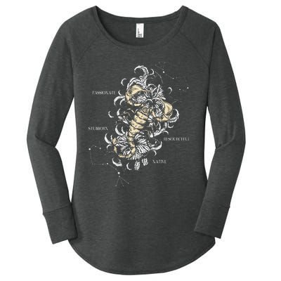 Backprint Zodiac Sign Scorpio Women's Perfect Tri Tunic Long Sleeve Shirt