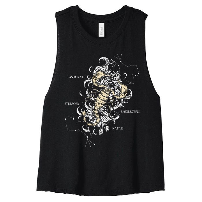 Backprint Zodiac Sign Scorpio Women's Racerback Cropped Tank