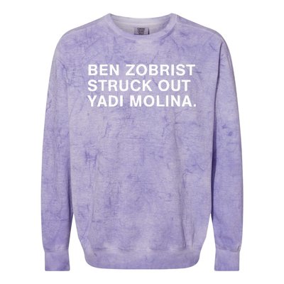 Ben Zobrist Struck Out Yadi Molina Colorblast Crewneck Sweatshirt