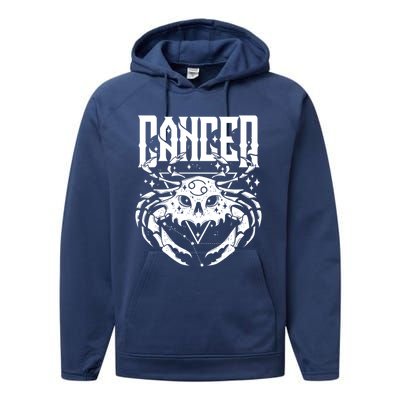 Blackcraft Zodiac Sign Cancer Skull Traditional Witch Funny Gift Performance Fleece Hoodie