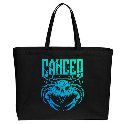 Blackcraft Zodiac Sign Cancer Skull Traditional Witch Gift Cotton Canvas Jumbo Tote