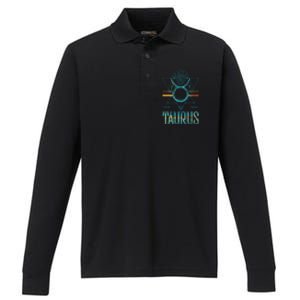 Bull Zodiac Sign Symbol Horoscope Taurus Performance Long Sleeve Polo