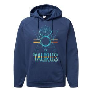 Bull Zodiac Sign Symbol Horoscope Taurus Performance Fleece Hoodie