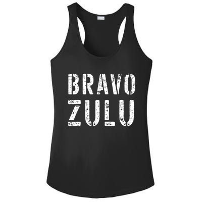 Bravo Zulu 'Well Done' Funny Naval Slang US Maritime Jargon Ladies PosiCharge Competitor Racerback Tank