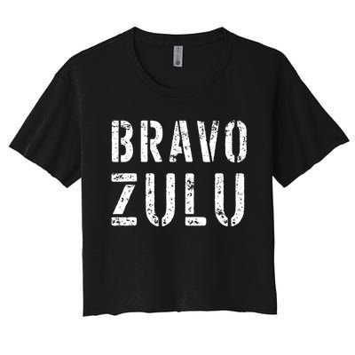 Bravo Zulu 'Well Done' Funny Naval Slang US Maritime Jargon Women's Crop Top Tee