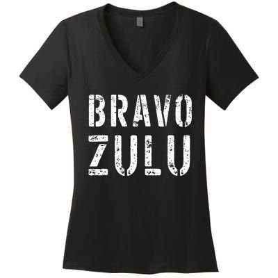 Bravo Zulu 'Well Done' Funny Naval Slang US Maritime Jargon Women's V-Neck T-Shirt