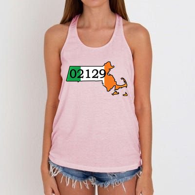 Charlestown 02129 Irish Flag Great Gift Women's Knotted Racerback Tank