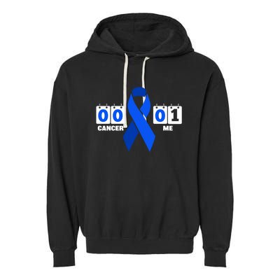 Cancer 00 Me 01 Blue Ribbon Colon Cancer Awareness Funny Gift Garment-Dyed Fleece Hoodie