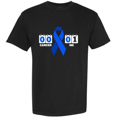 Cancer 00 Me 01 Blue Ribbon Colon Cancer Awareness Funny Gift Garment-Dyed Heavyweight T-Shirt